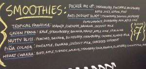 Smoothies menu